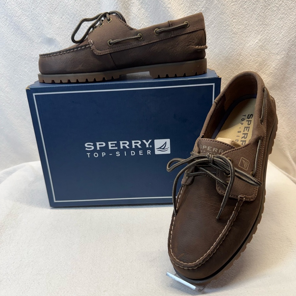 Sperry Men Top-Siders Moccasin Style Stitching Rubber Soles Boat Shoes PreppyNIB